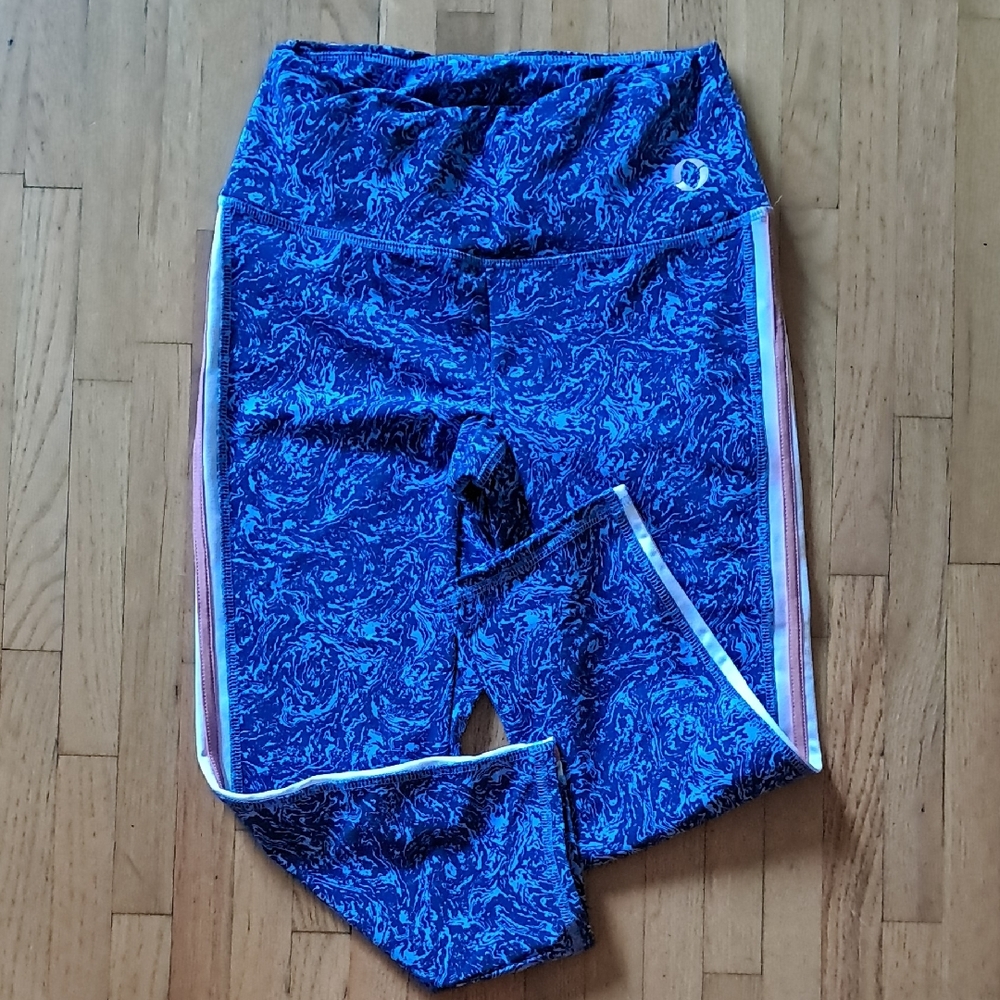 Blue Patterned Women's 3/4 Length Workout Pants